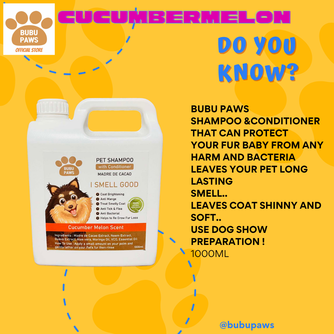 Bubu Paws Shampoo & Conditioner 1000ML The Best Dog Shampoo Brighten Your Dog's Coat Easily Effective Anti-Tick Shampoo Cucumber Melon Scent