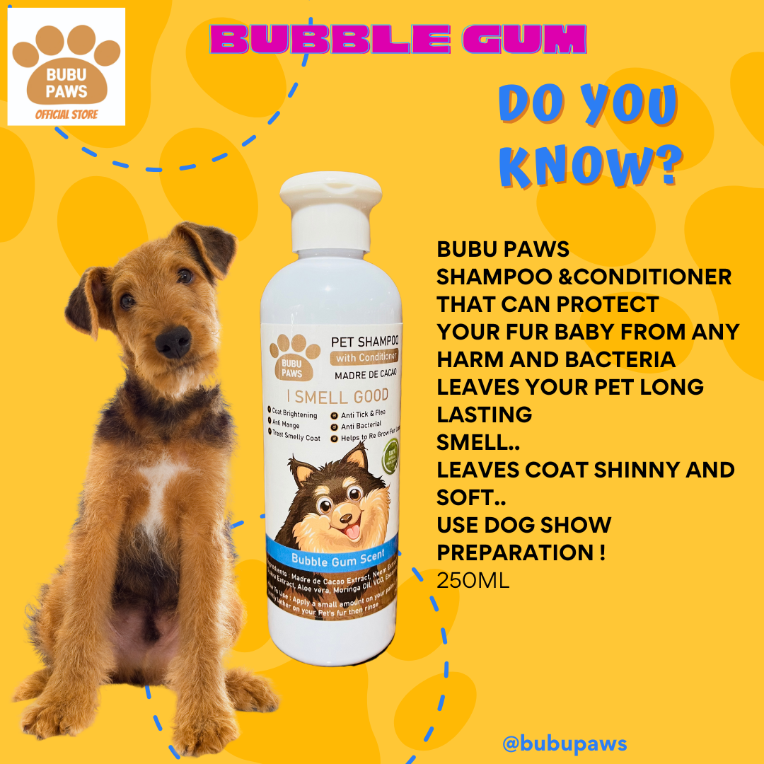 Bubu Paws Dog Shampoo & Conditioner 250ML - Anti-Ticks, Fleas-Mange Treatment-Ideal for Smelly Coats