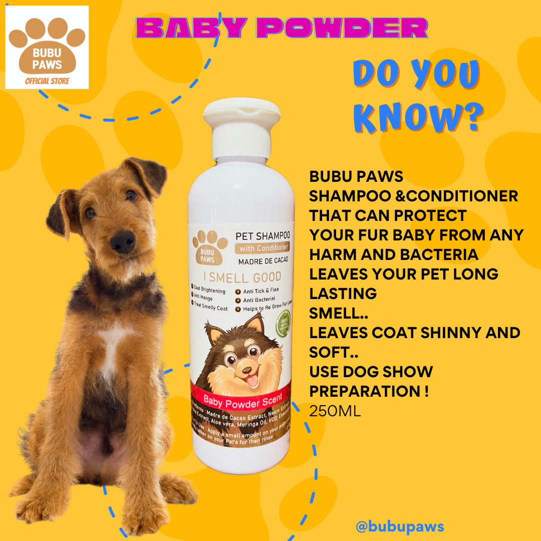 Bubu Paws Dog Shampoo & Conditioner 250ML - Anti-Ticks, Fleas-Mange Treatment-Ideal for Smelly Coats