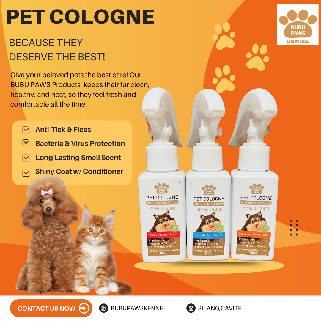 Bubu Paws Pet Cologne 100ml - Anti-Tick & Fleas Protection (Long-Lasting Scent) / Bacteria & Virus