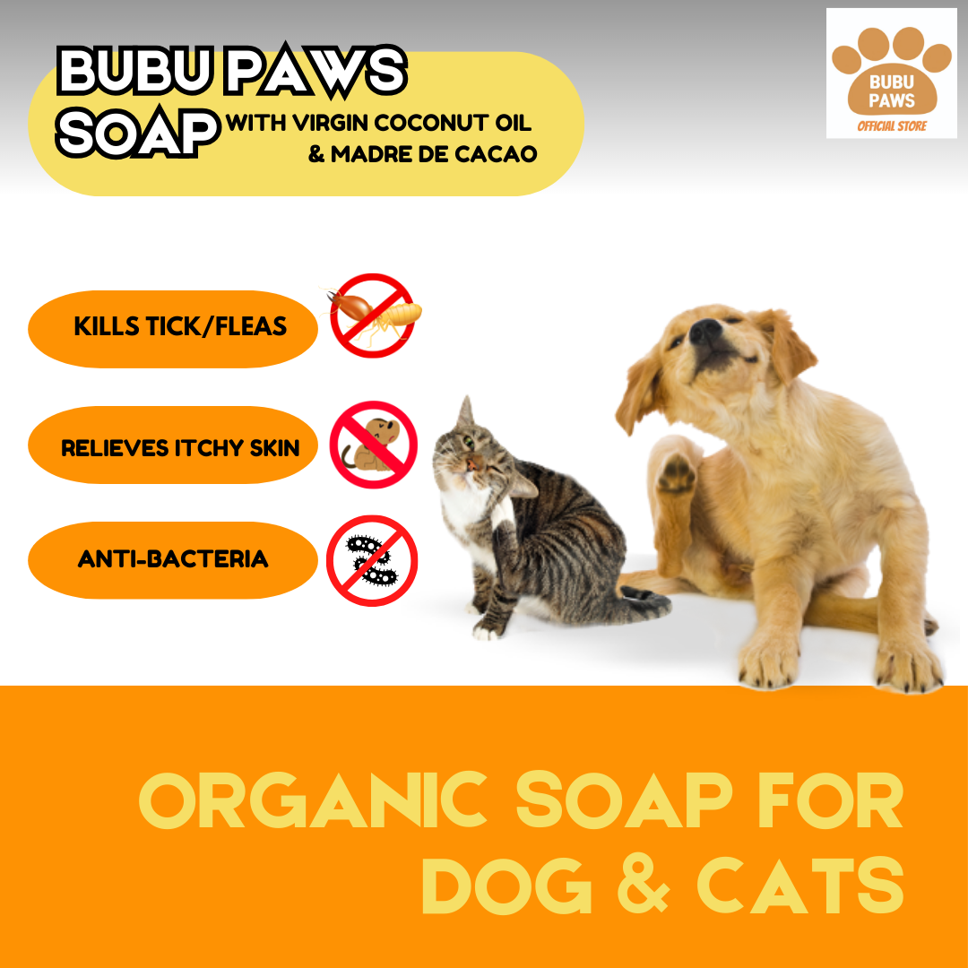 BUBU PAWS Madre de Cacao Soap -Anti-Ticks and Fleas - Anti-Mange Treatment -Itch Relief - Rashes 3 SETS