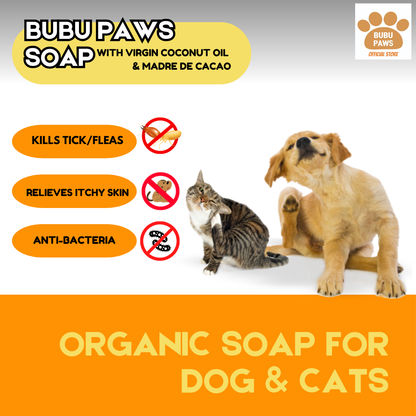 BUBU PAWS Madre de Cacao Soap -Anti-Ticks and Fleas - Anti-Mange Treatment -Itch Relief - Rashes 3 SETS