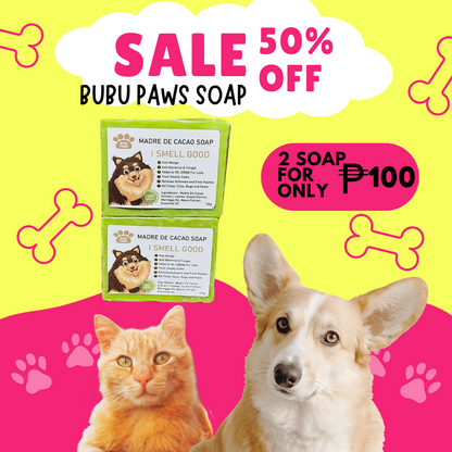 BUBU PAWS Madre de Cacao Soap -Anti-Ticks and Fleas - Anti-Mange Treatment -Itch Relief - Rashes 3 SETS